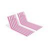 Adjustable backrest beach lounger, 158 × 55 cm, pink and white striped
