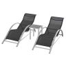 2 päevitustooli komplekt lauaga Outsunny, must/hõbedane