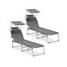SONGMICS sun loungers, 2 pcs, Gray, 189 × 53 × 28.5 cm