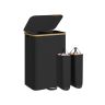 SONGMICS Laundry Basket, 100 l, with lid and removable bag, Black, 52 × 38.5 × 75 cm