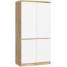 Riidekapp AKORD Furniture Factory S90, 4 ust ja 4 riiulit, pruun ja valge, 90 × 180 × 51 cm