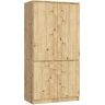 Riidekapp AKORD Furniture Factory S90, 4 ust ja 4 riiulit, pruun, 90 × 180 × 51 cm