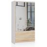 Riidekapp AKORD S90, 2 ust ja 2 sahtlit, valge/pruun, 90 × 180 × 51 cm