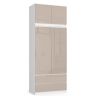 Riidekapp AKORD S90, 2 sahtlit vahelaega, valge beež, 90 × 234 × 51 cm