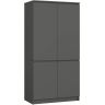 Riidekapp AKORD S90, 4 ukse ja 4 riiuliga, Hall, 90 × 180 × 51 cm