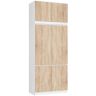 Riidekapp AkordV2 S90, 6 ust, valge/pruuni, 90 × 235 × 51 cm