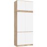 Riidekapp AkordV2 S90, 6 ukse ja 6 riiuliga, tammepuiduvalge, 90 × 235 × 51 cm