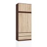 Riidekapp, antresool ja 2 sahtlit, pruun/tamm, 90 × 234 × 51 cm