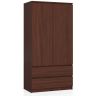 Riidekapp S, 2 ust, 2 sahtlit, pruun, 90 × 180 × 51 cm