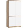 Riidekapp S90, 4 ust ja 4 riiulit, pruun/valge, 90 × 180 × 51 cm