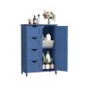 Bathroom cabinet VASAGLE LHC41W, 4 drawers, with doors, Blue, 55 × 82 × 30 cm