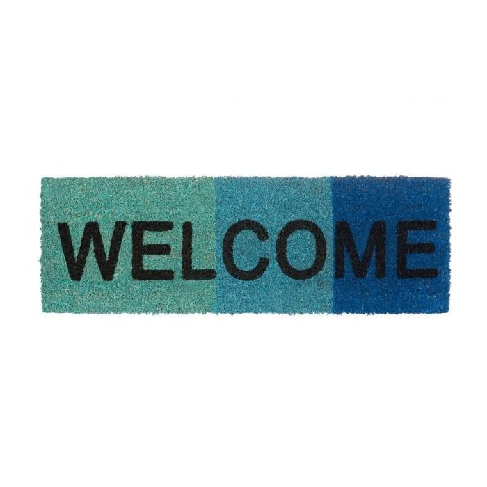 Придверный коврик "Welcome" 75х25 см., цвета мятный/голубой/синий