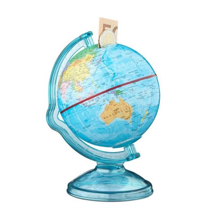 Rahakarp "Globe" 16,5x14x14cm., helesinine/kollane/punane