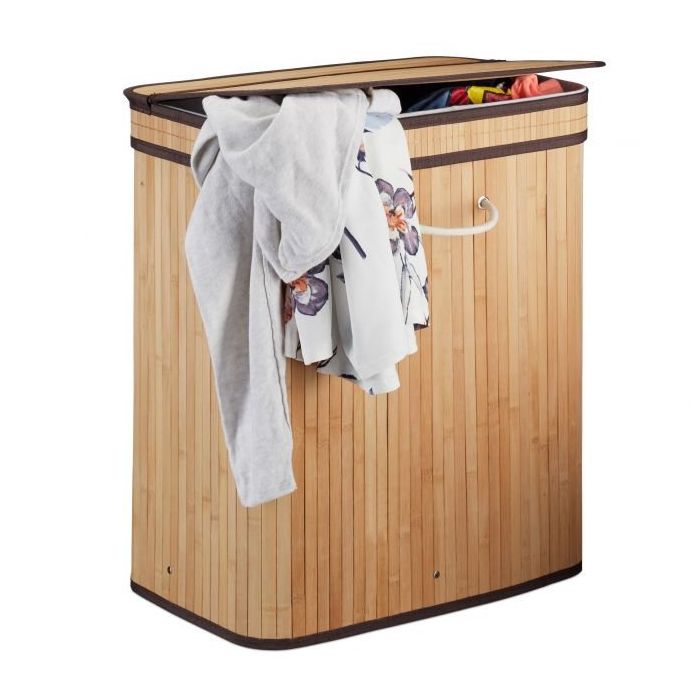 Корзина для белья 63x55x35 см, 95 л, светло-коричневая/коричнево-белая