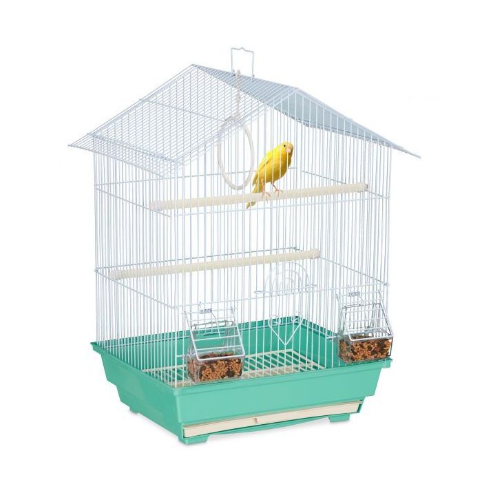 Клетка для птиц 49x39,5x32см., цвет голубой/мятный.