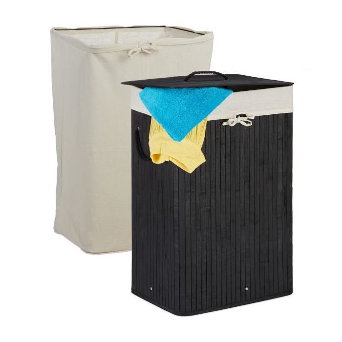 Pesukorv 66x44x34cm, 80L., must/valge