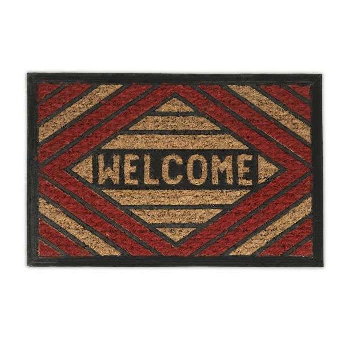 Придверный коврик "Welcome" 60х40 см., красный/черный/светло-коричневый