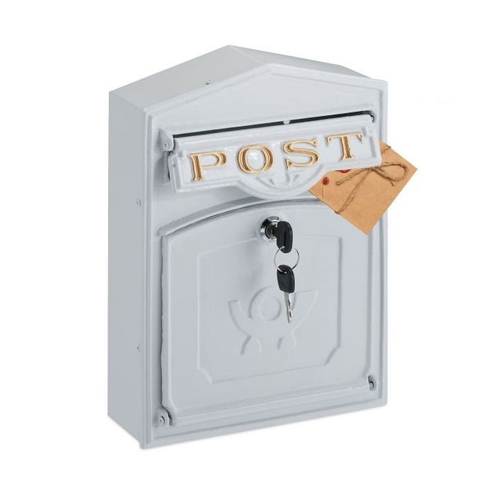 Antiikne postkast 31,5x23x9cm., valge/kuldne värv