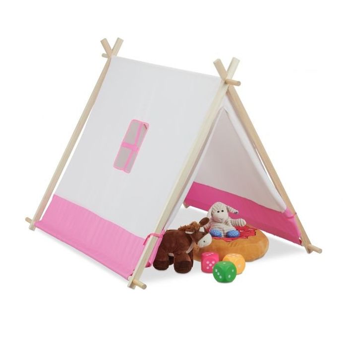 Laste mängumaja "Teepee" 92x120x86cm., valge/roosa