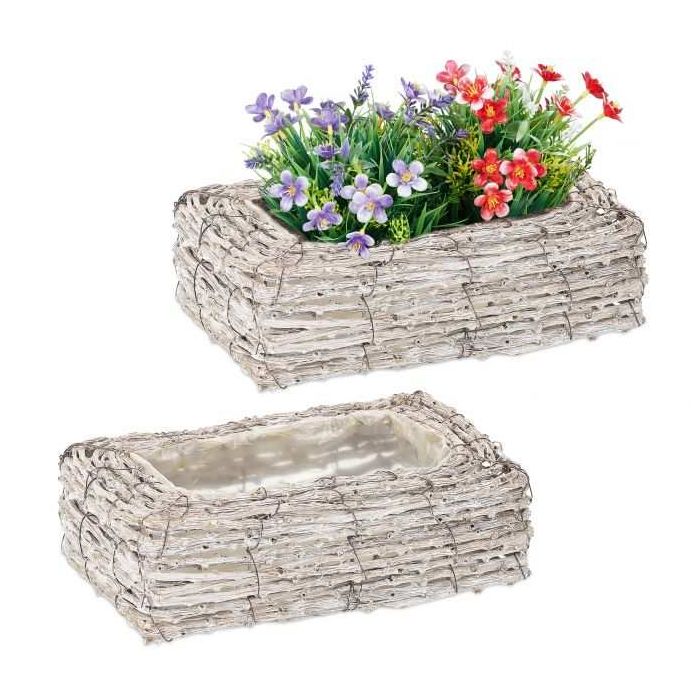 Komplektis 2 aiapotti 8x27x17cm., helepruun/valge