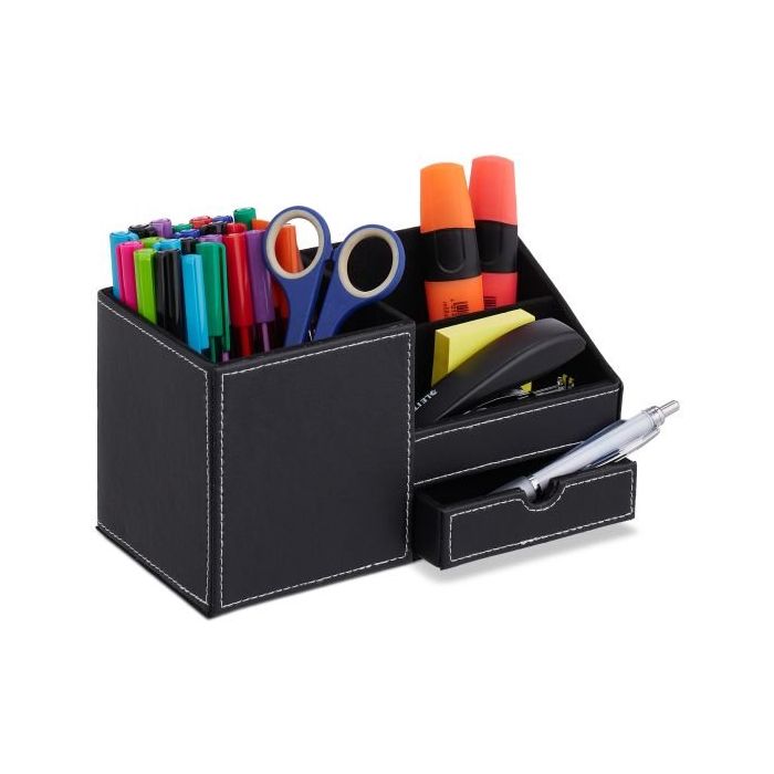 Kirjutusvahendite korraldaja 1 sektsiooniga 2x22,5x11 cm, must värv