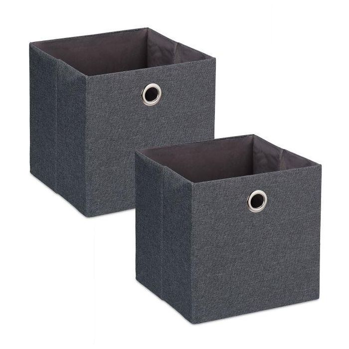 Komplektis 2 hoiukasti 30,5x30,5x30,5cm, tumehall/hõbedane