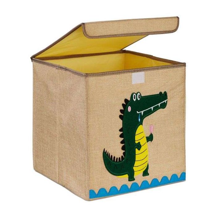 Kokkupandav kast kaanega 33x33x33cm., beež/tumeroheline/kollane