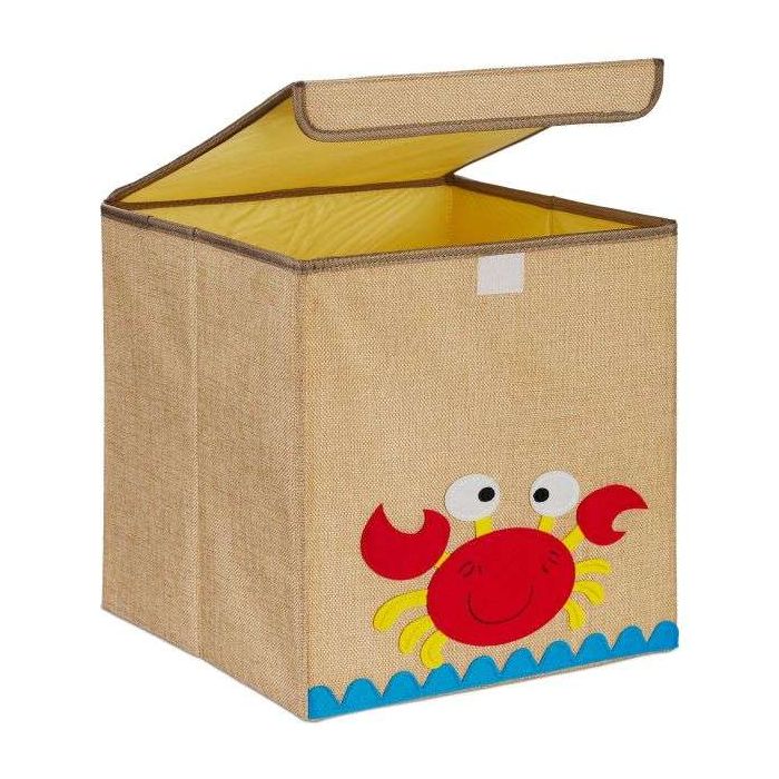 Kokkupandav kast kaanega 33x33x33cm., beež/kollane/oranž