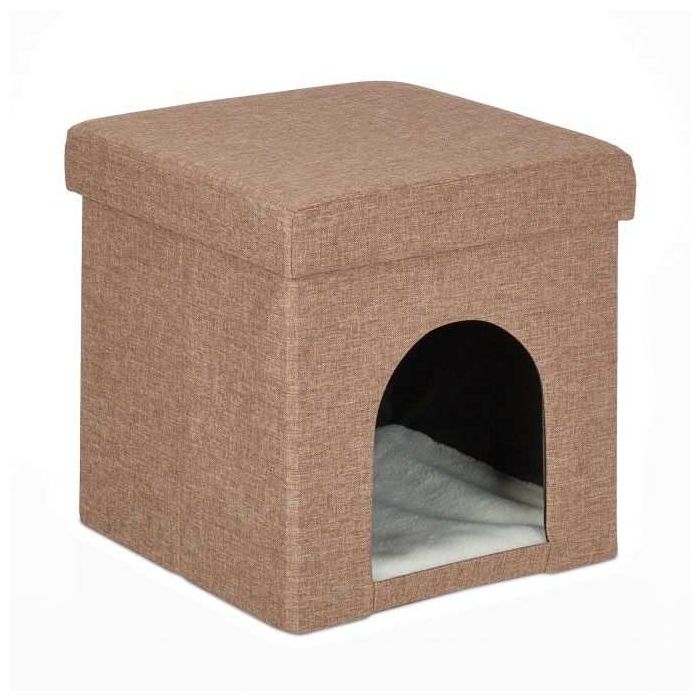 Складной домик для кошки 38,5x37x37 см., светло-коричневый/белый