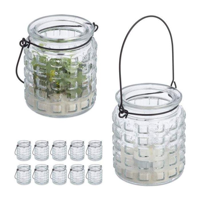 Komplektis 12 läbipaistvat küünlajalga 9x8cm., must värv