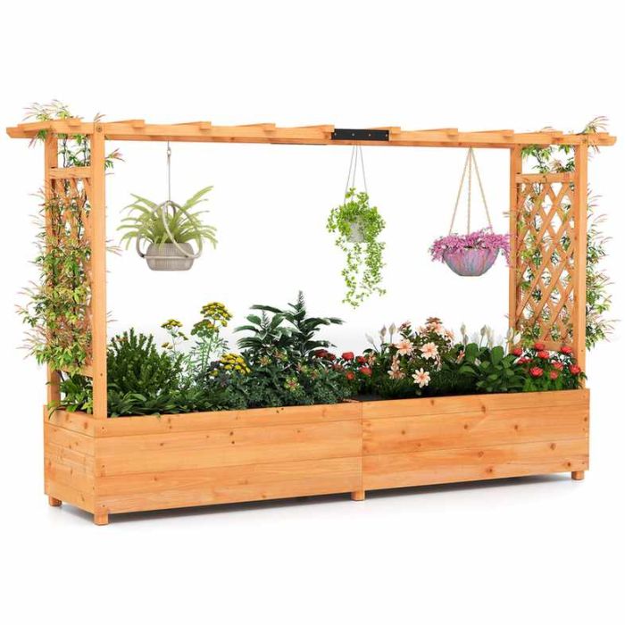 Поднятая грядка 200x44x114см, коричневого цвета