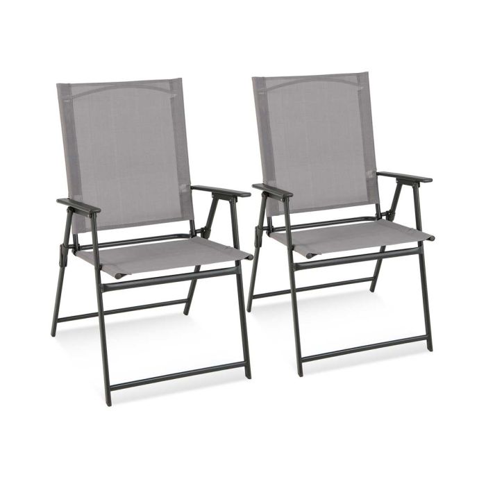 Набор из 2 складных стульев 62x58x89см, серый/черный цвет