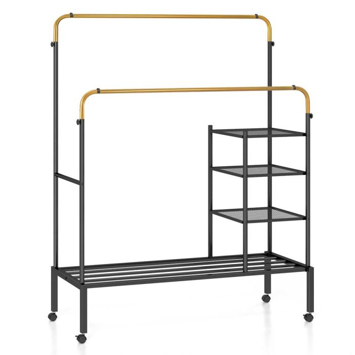 Rõivapuuh 135x54x167cm, musta/hõbedase värvusega
