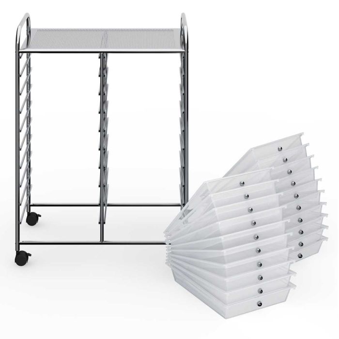 Käru sahtlitega 64x39x88cm, hõbedase värviga