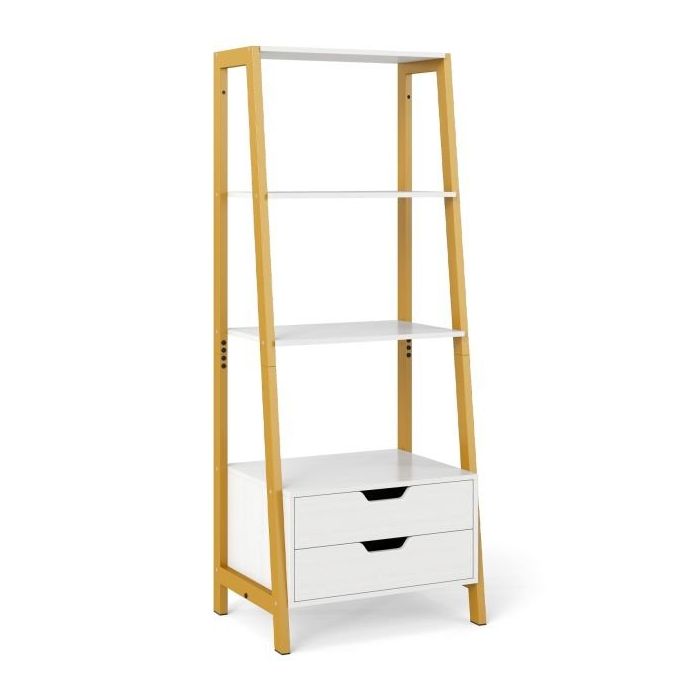 Vaba seisev riiul 52x40x134cm, valge/kuldse värvusega