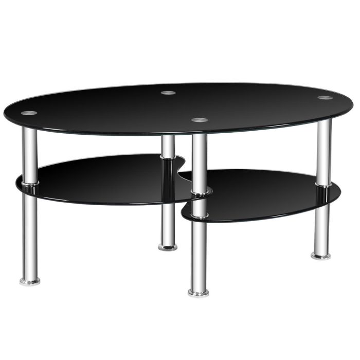 Kohvilaud 89x51x45,5 cm, musta/hõbedase värviga
