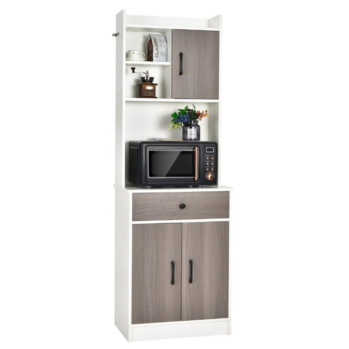 Кухонный шкаф 60x40x180см, белый/серый
