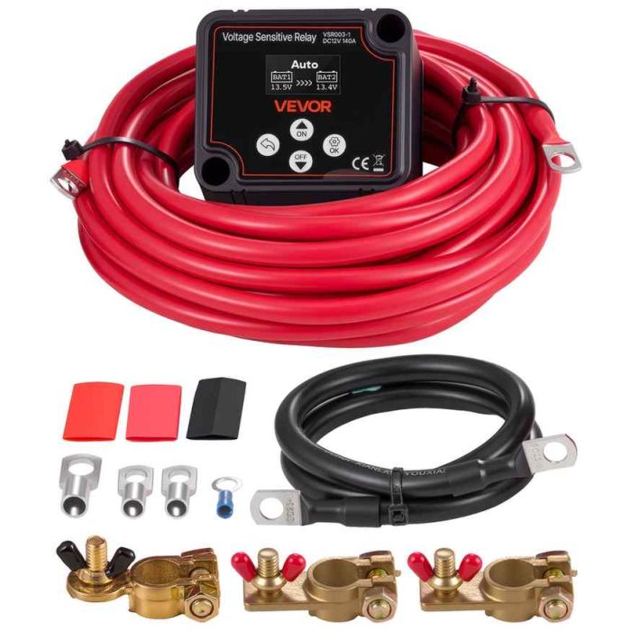 Kahe aku isolaatori komplekt VEVOR VSR003-1, 12 V, 140 A, 31 × 21,5 × 7,5 cm