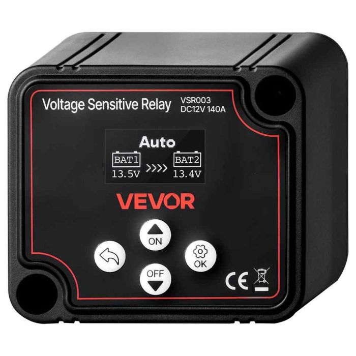 Kahe aku isolaator VEVOR VSR003, 12 V, 140 A, 15 × 11 × 7 cm