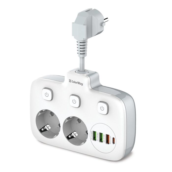 Elektripikendusjuhe ColorWay CW-CHE24PDW, 1 USB Type-C PD, 3 USB-A