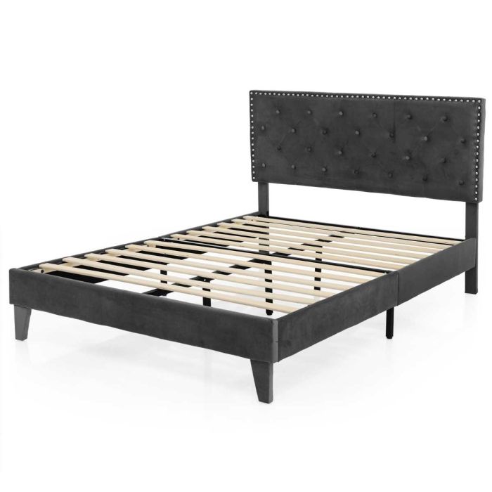 Kaheinimese voodiraam 207,5x160x114cm, tumehall värv