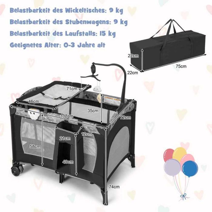 Детский манеж 102x72x74см, черного цвета