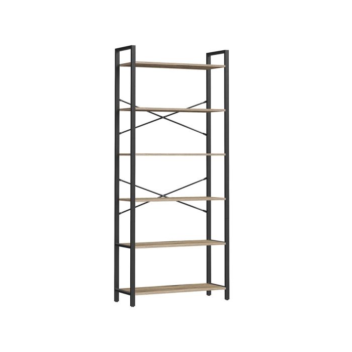 Riiul 30x80x186cm., must/helepruun