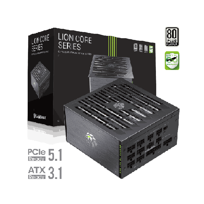 Toiteplokk Gamemax LION CORE 1200P, 1200 W, täielikult modulaarne, Platinum