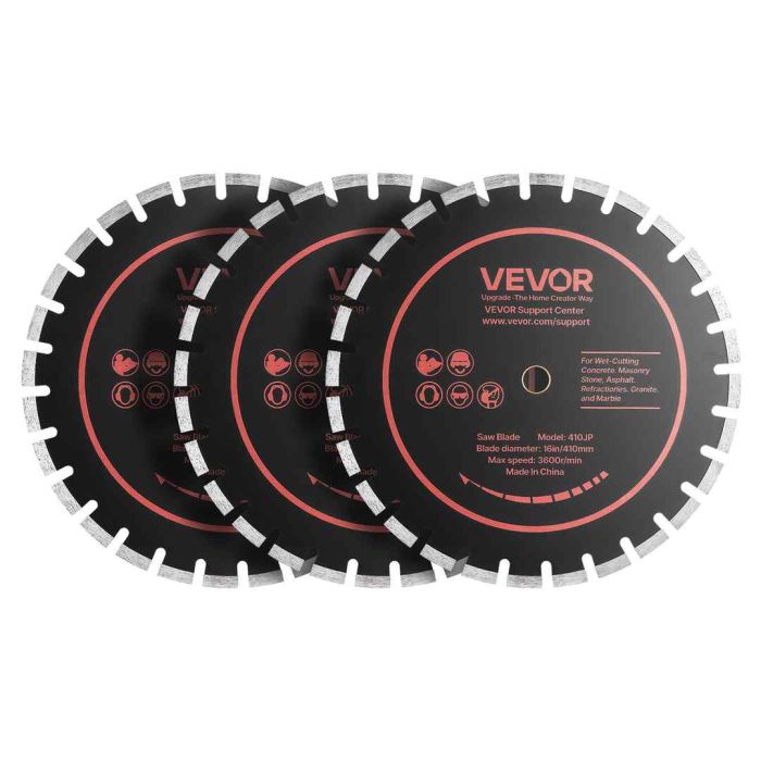 Алмазные диски VEVOR 410JP, 3 шт, чёрные/оранжевые