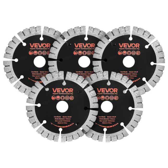 Алмазные отрезные диски VEVOR 125JP, 5 шт, Красные