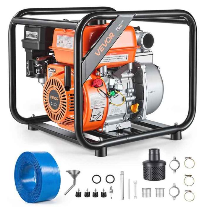 Бензиновый водяной насос VEVOR SCWP50, 7 л. с, 56,5 × 50,5 × 48 см