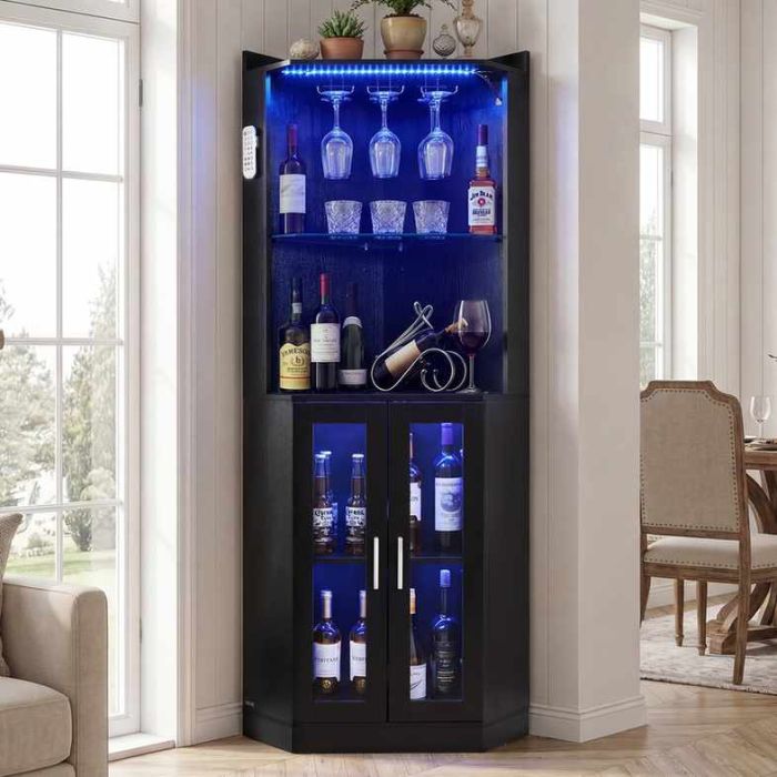 Nurgaveinikapp VEVOR DX0202-C250499S-01, LED-valgustusega, Must, 500 × 500 × 1700 mm