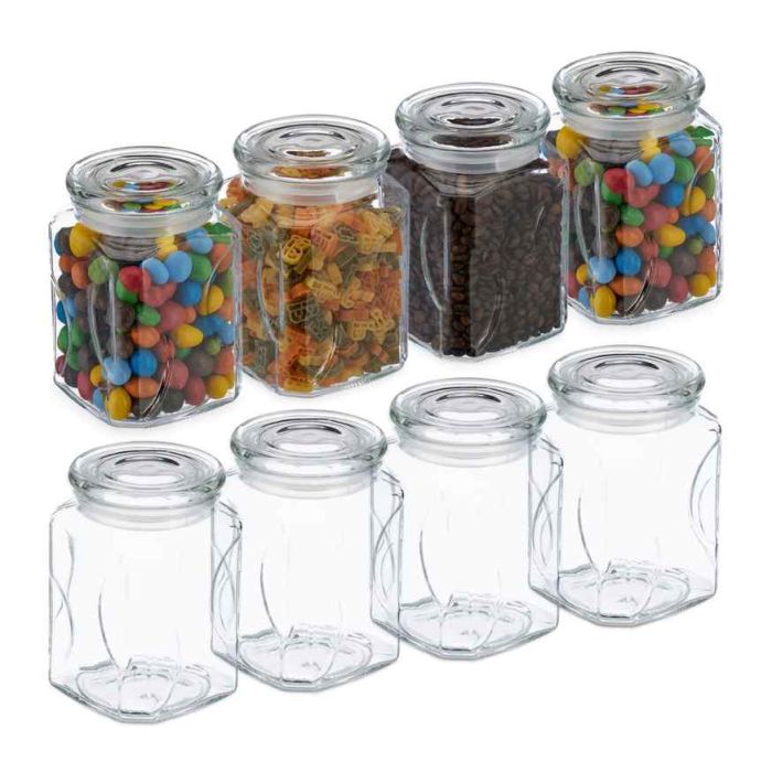 Банки для сухих продуктов Relaxdays 10049520.0, 8 шт., 750 мл, 9,5 × 14,5 × 9,5 см