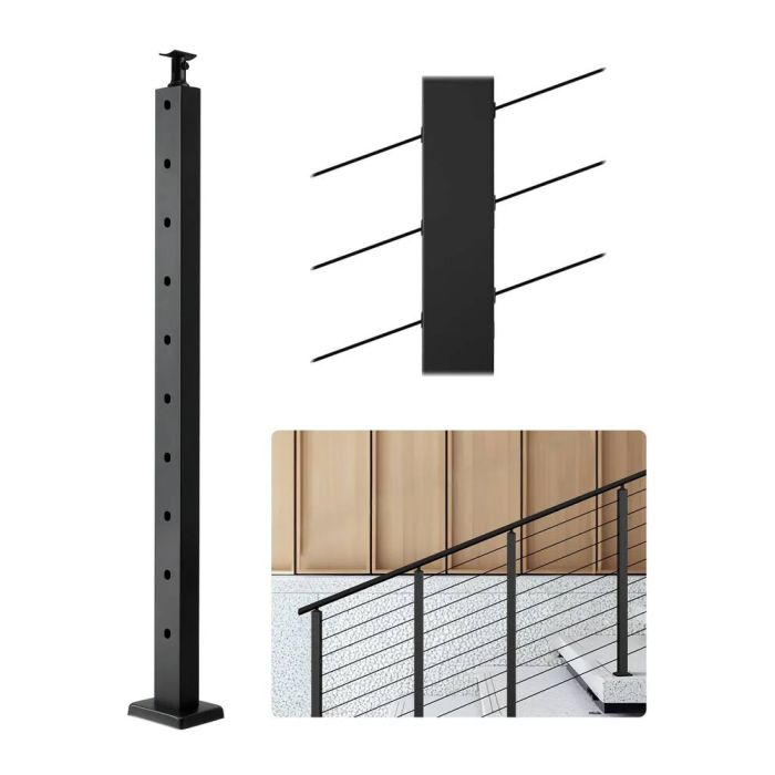 Roostevabast terasest käsipuupost, must, 36x1x2 tolli